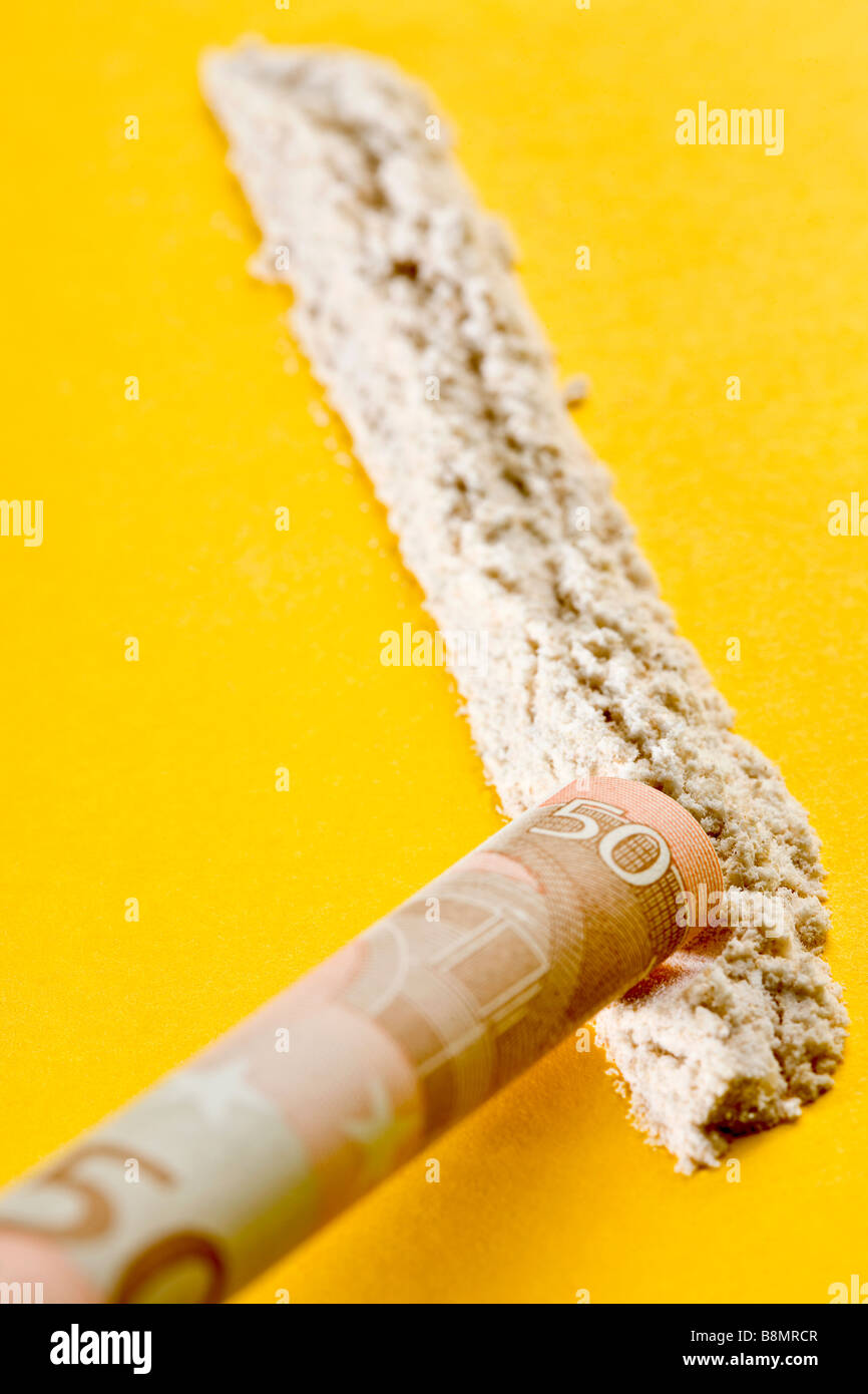 Line of cocaine Stock Photo
