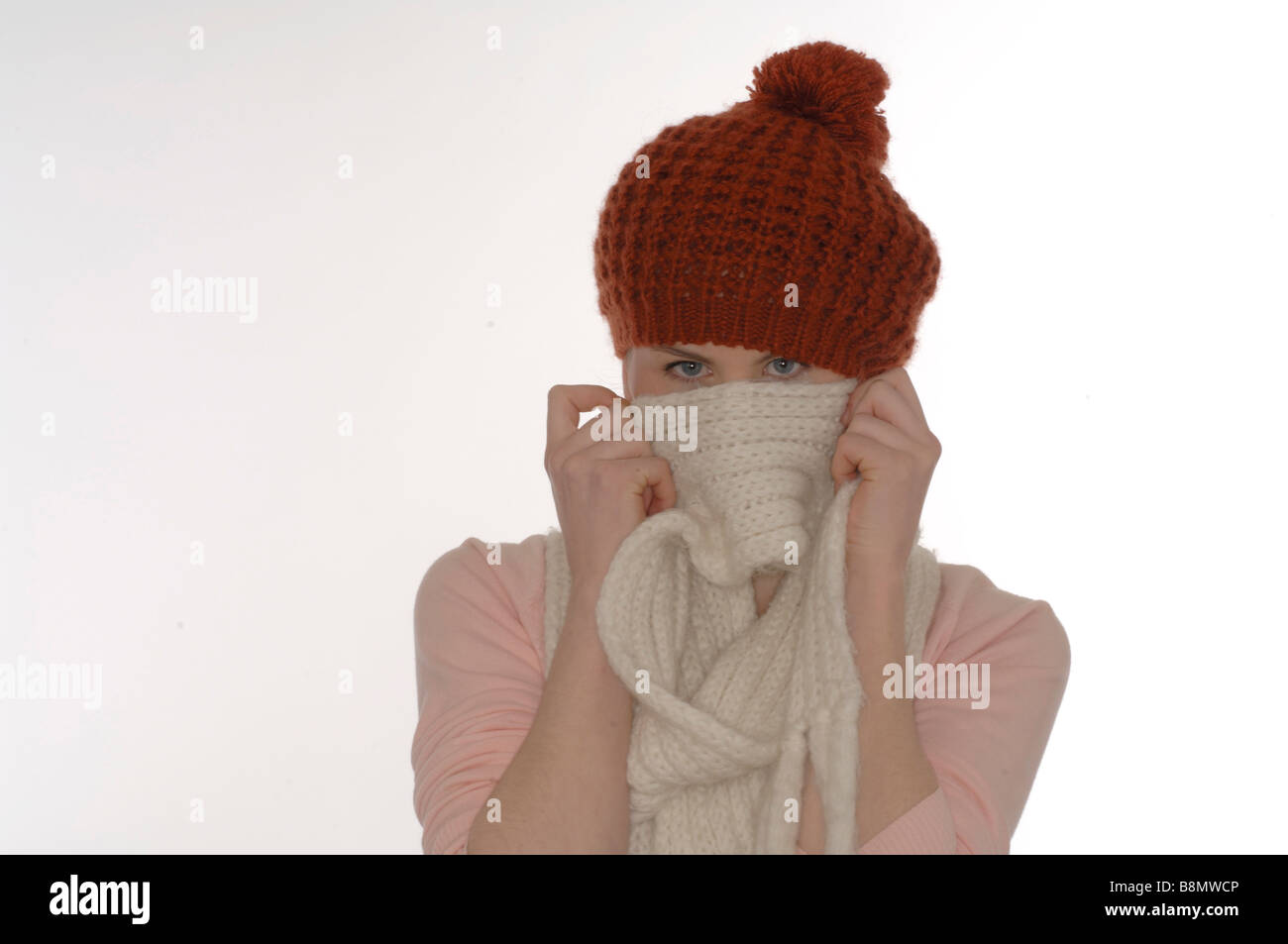 Woman with scarf and cap Stock Photo
