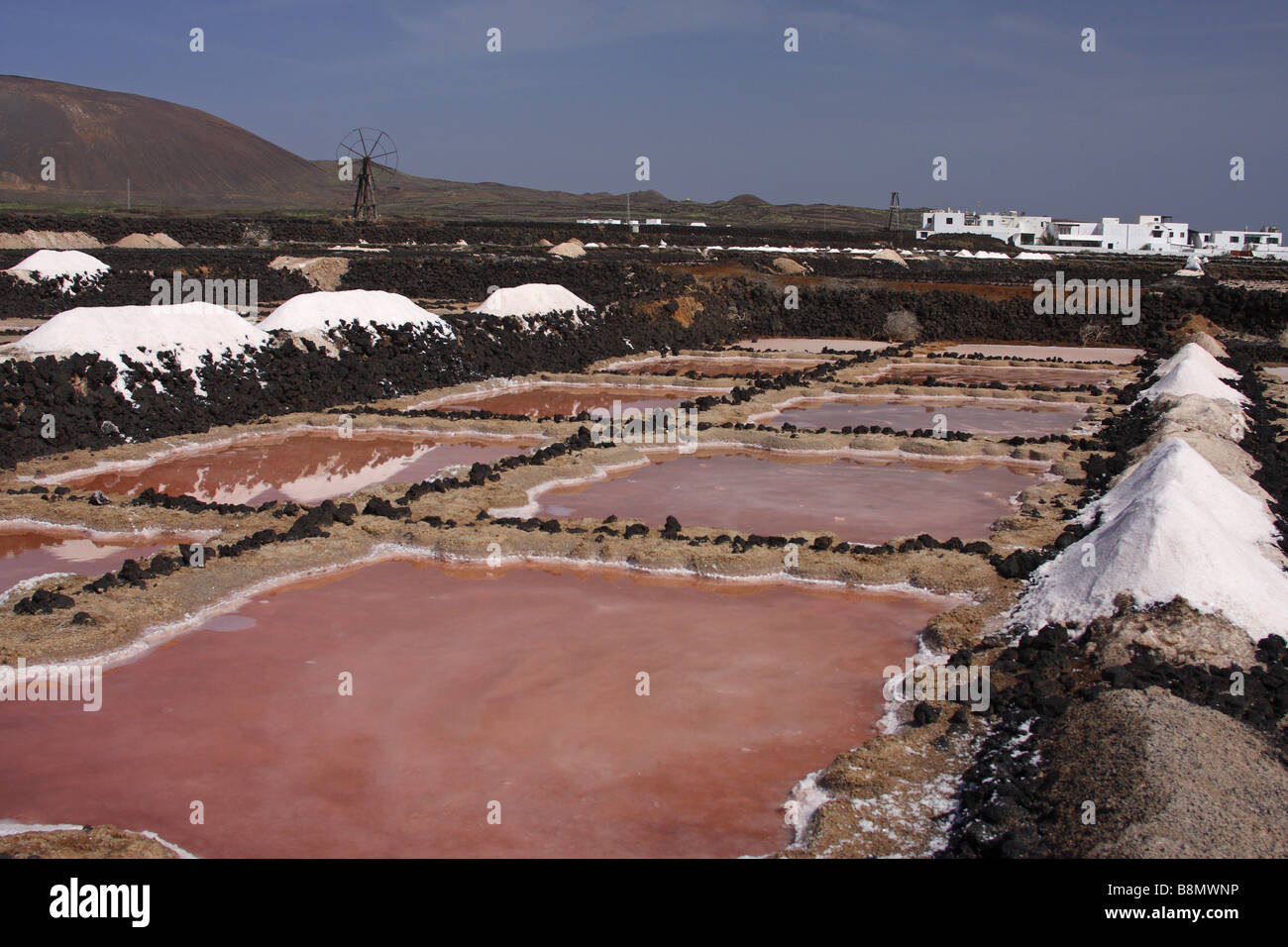salt refinery near Los Cocoteros, Canary Islands, Lanzarote Stock Photo