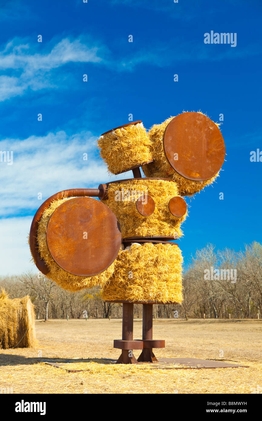 Straw and hay bale art along the Mission Trail in San Antonio, Texas