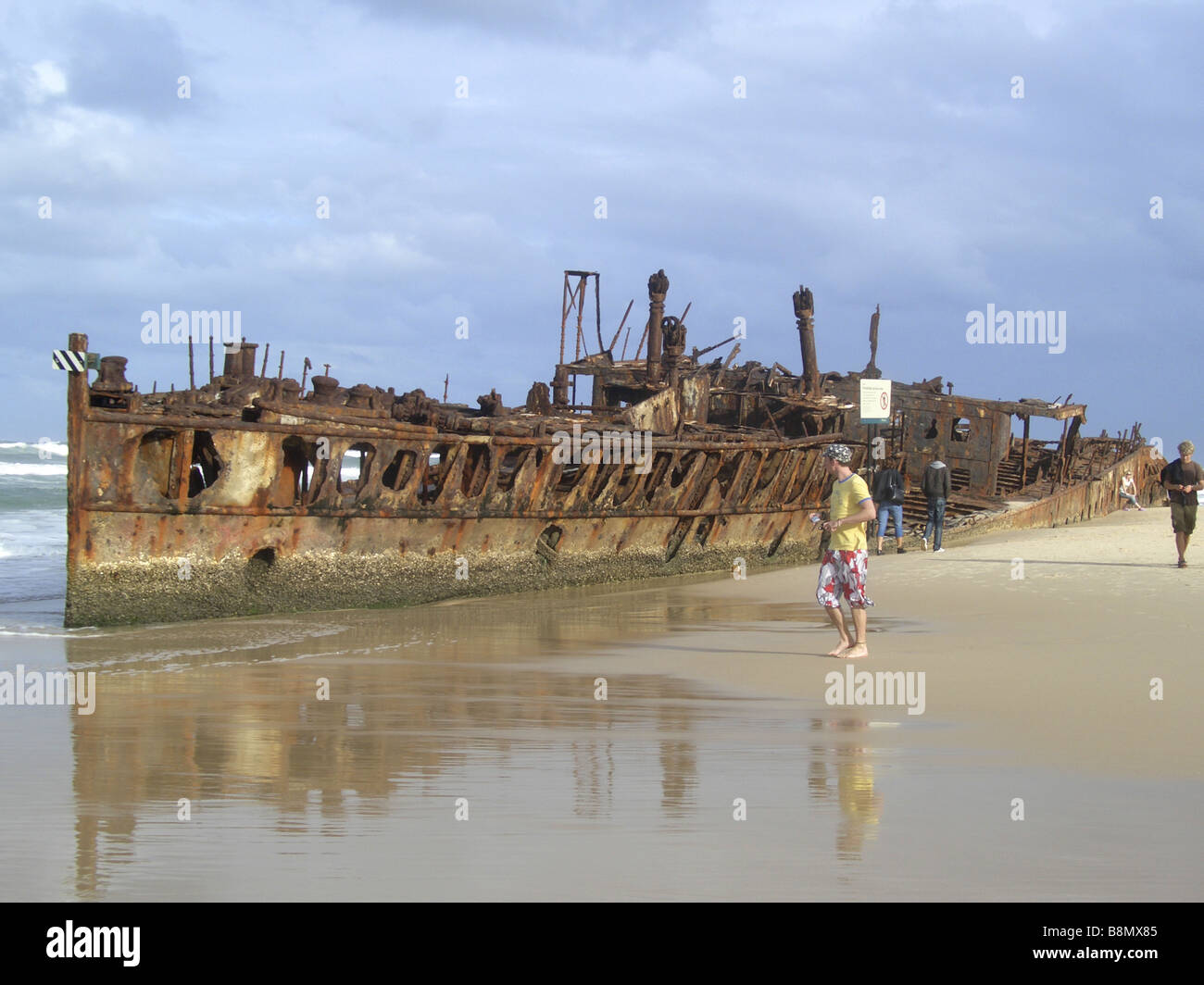 shipwreck at sandy beach, Australia, Queensland, Fraser Island Stock ...