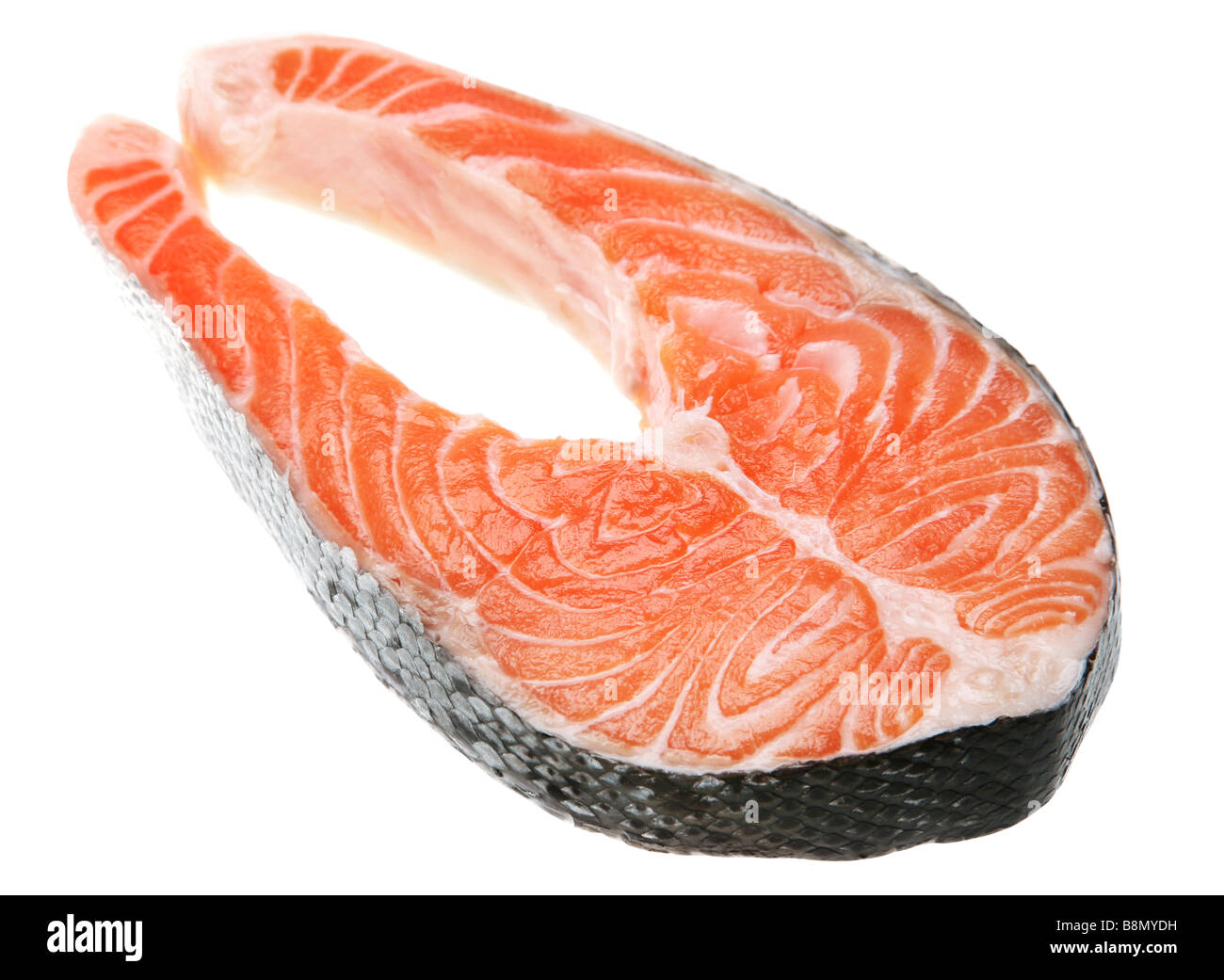 Salmon red fish closeup on white background Stock Photo - Alamy