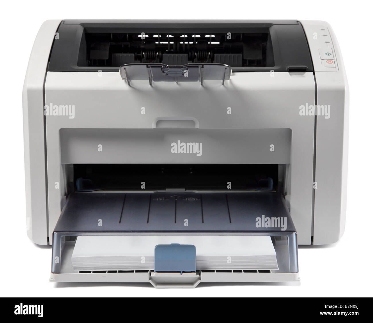 Officee equipment gray laser printer on white Stock Photo Alamy