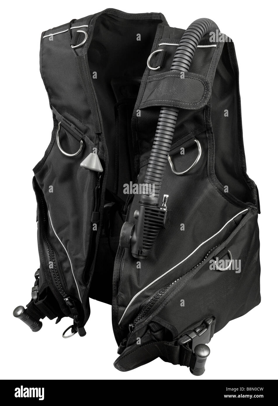 Black buoyancy Compensator diving equipment on white Stock Photo Alamy