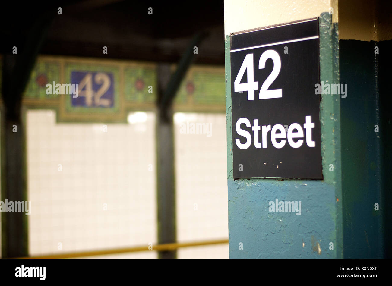 Interior View of 42nd Street Subway Station in New York City, NY USA Stock Photo