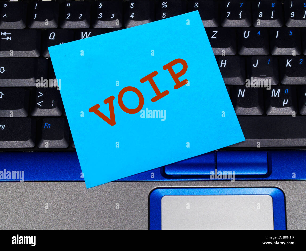 memo note on notebook, Voice over IP, VOIP Stock Photo