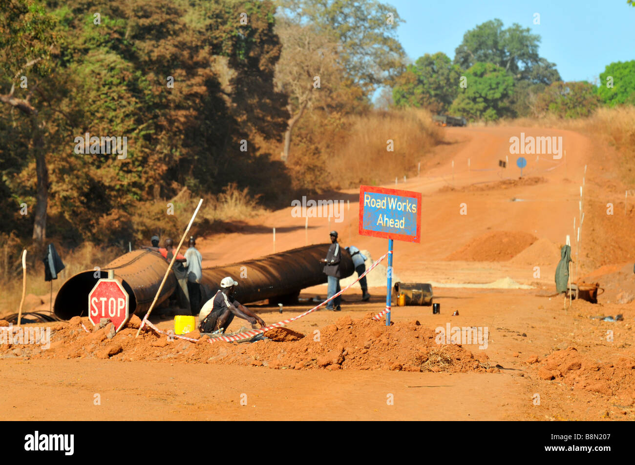 Roadworks in The Gambia, West Africa Stock Photo