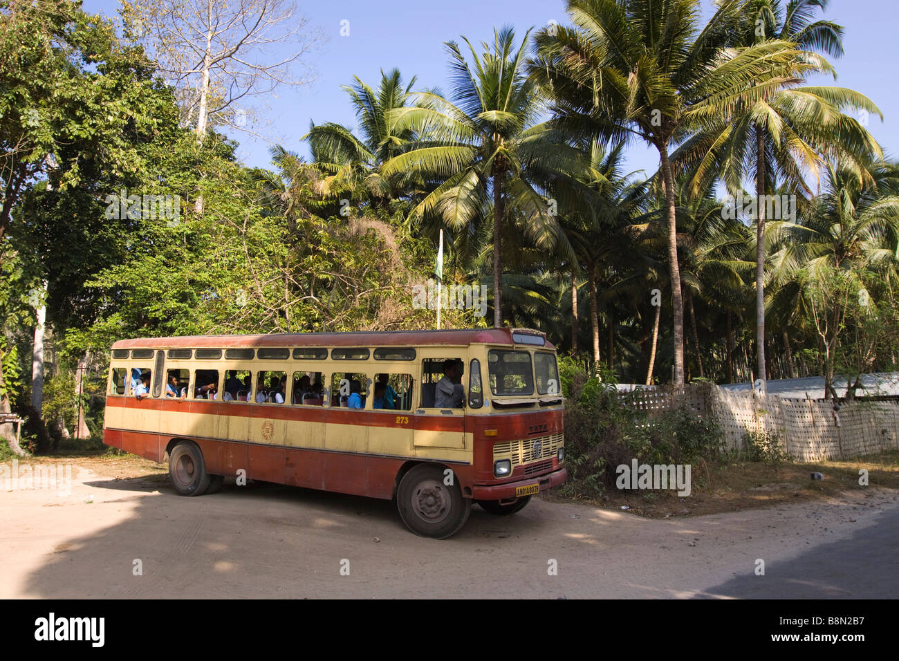 India Andaman and Nicobar Havelock island Radha Nagar village bus Stock Photo