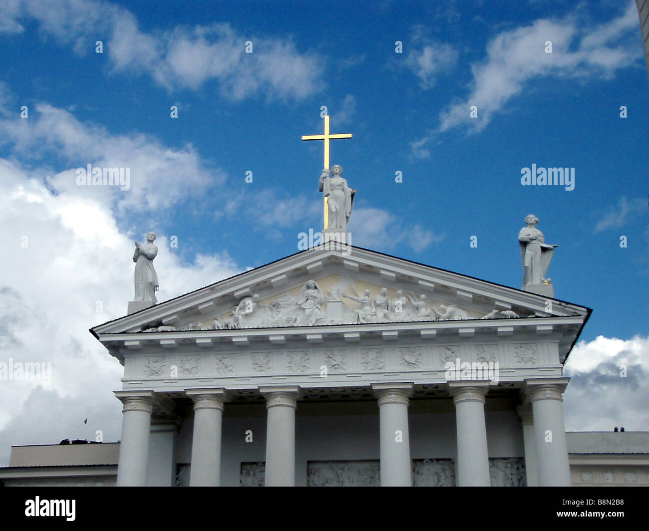 Vilnius Cathedral and Belltower in Vilnius Lithuania Stock Photo