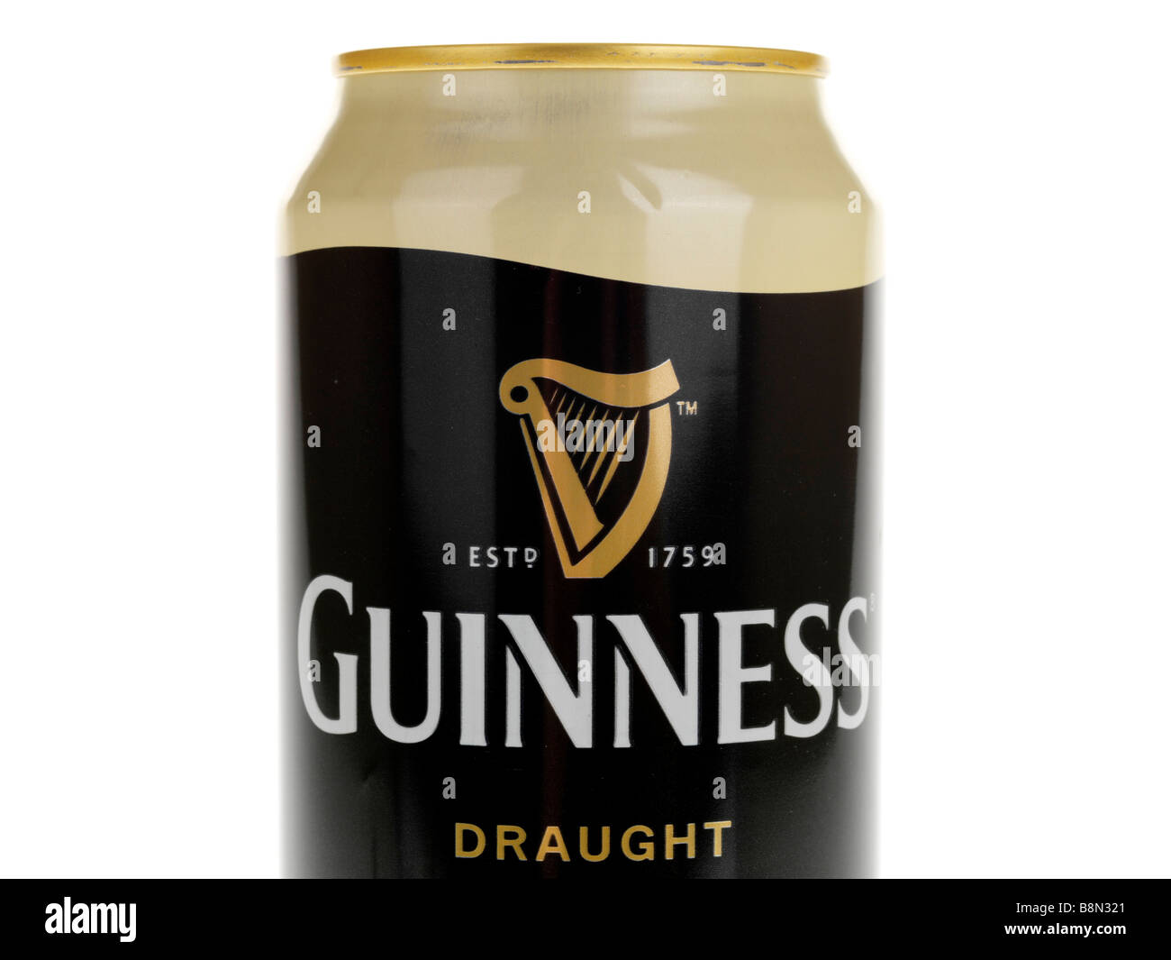 Branded Can Or Tin Of Guinness Stout Beer Isolated Against A White Background With No People And A Clipping Path Stock Photo