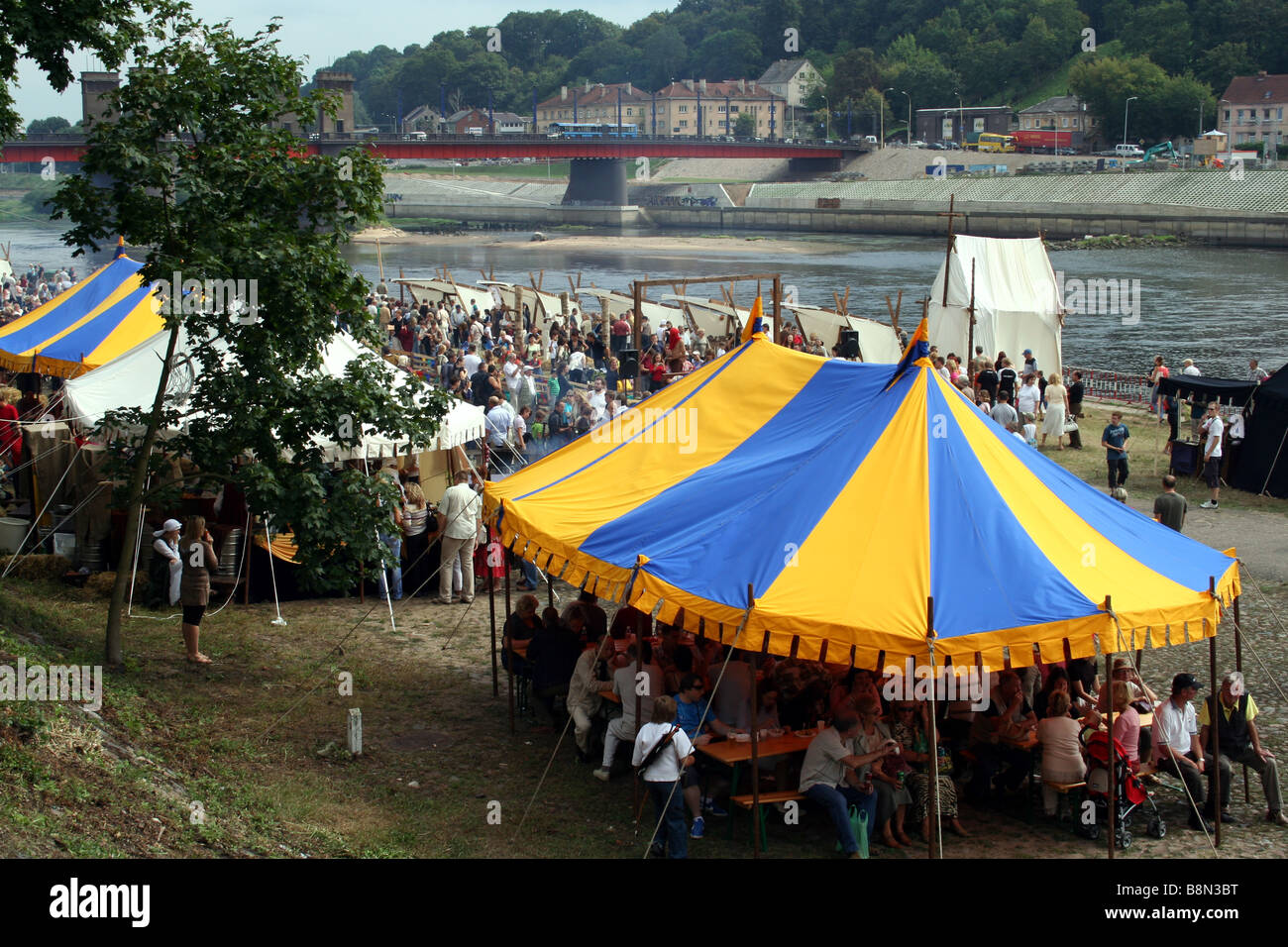 Historic Festival on the Banks of the Nemunas River in Kaunas in Lithuania Stock Photo