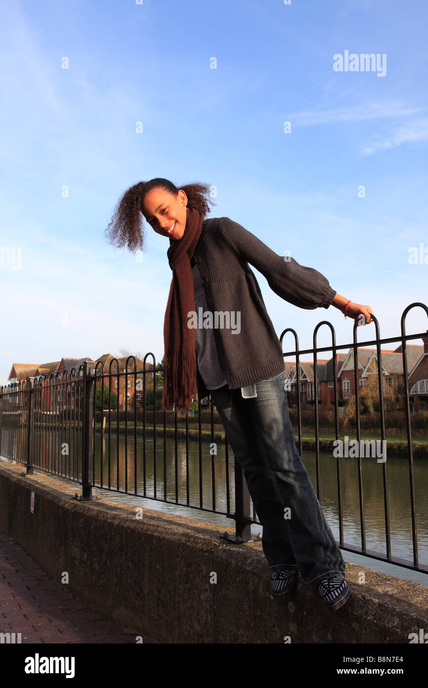 united kingdom young and fashionable mixed race girl Stock Photo