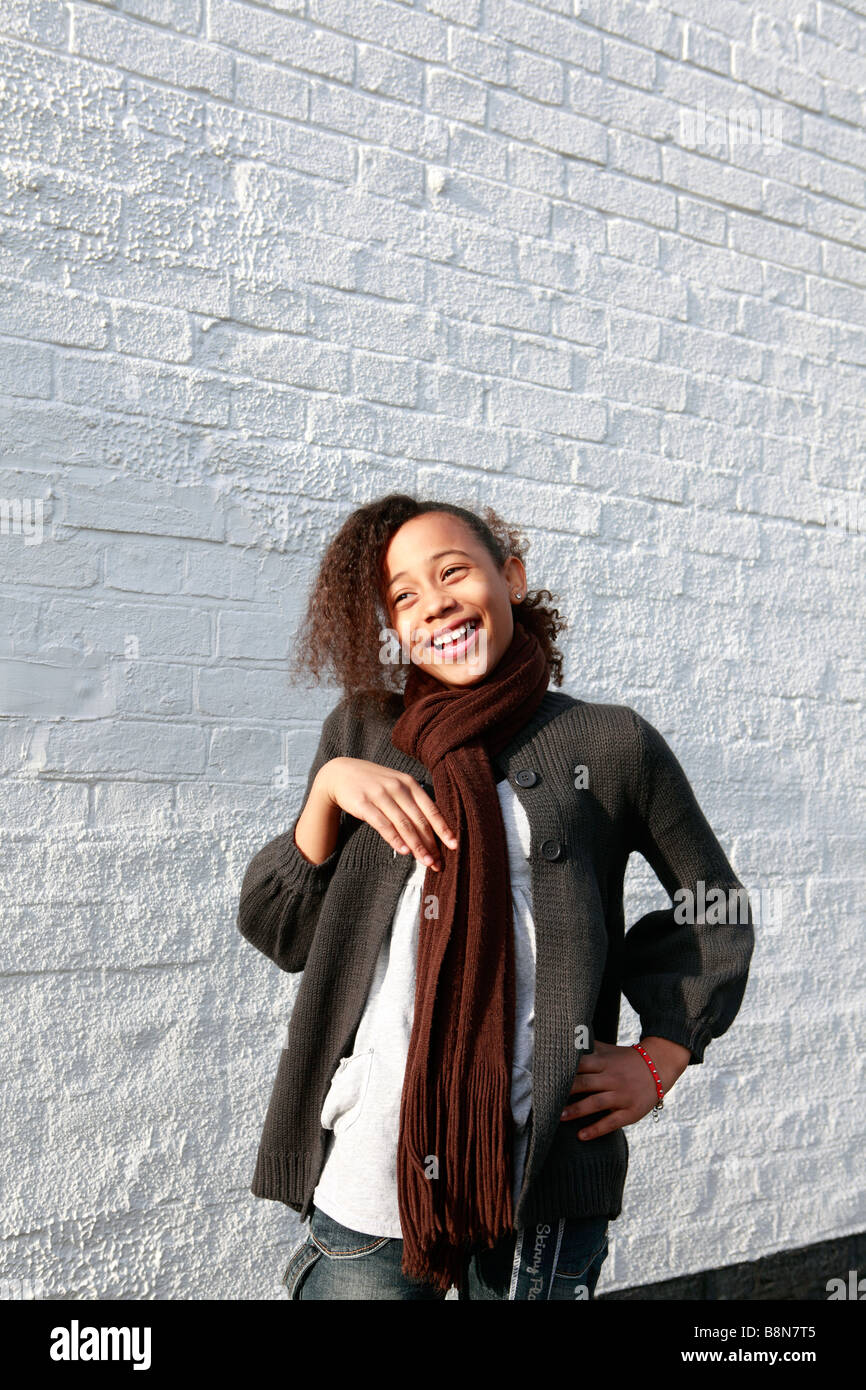 united kingdom young and fashionable mixed race girl Stock Photo