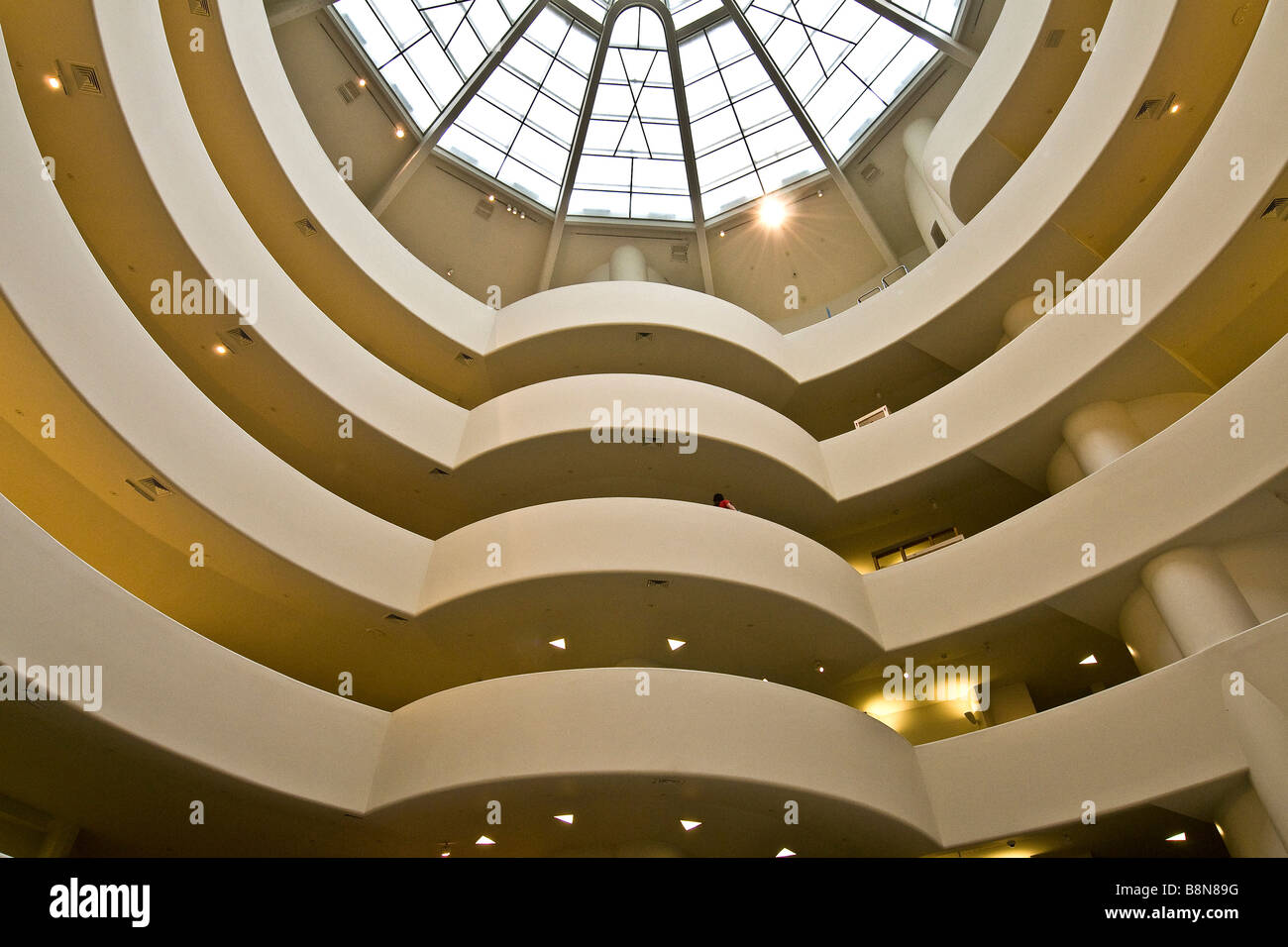 Interior of Guggenheim museum, upward view towards skylight Stock Photo