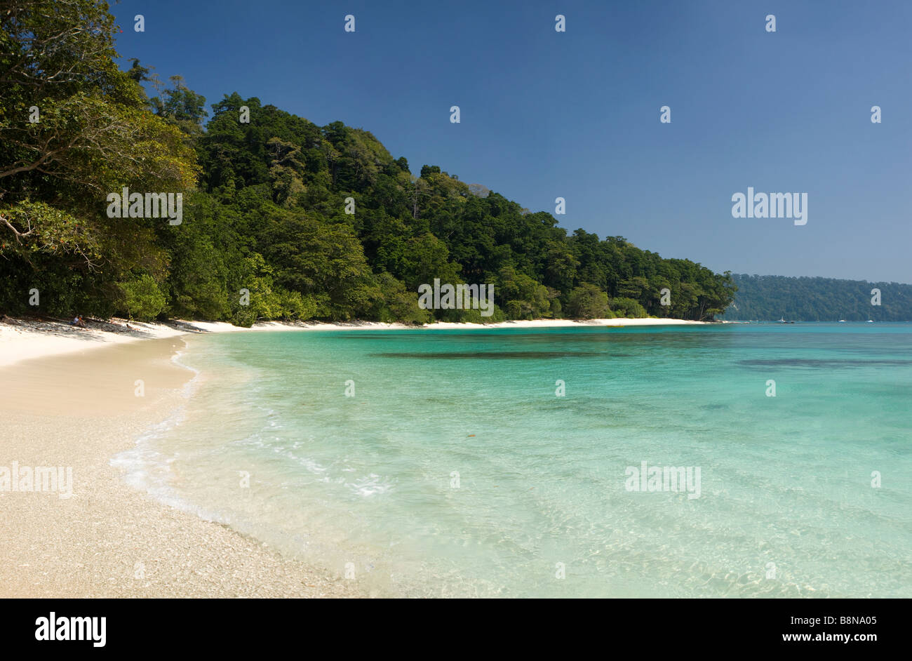 India Andaman and Nicobar Havelock island Radha Nagar number 7 lagoon beach panoramic Stock Photo