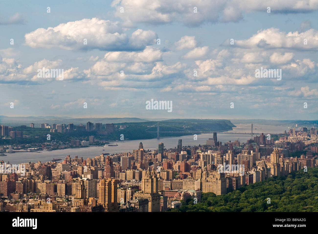 Scenic view of Manhattan and the East river from the Top of the Rock observatory atop 30 Rockefeller Plaza Stock Photo