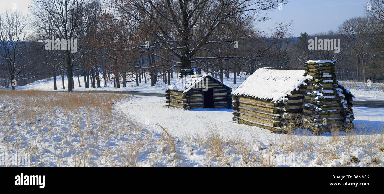 Cabins In Winter Valley Forge National Park, Valley Forge National Park, Pennsylvania USA Stock Photo