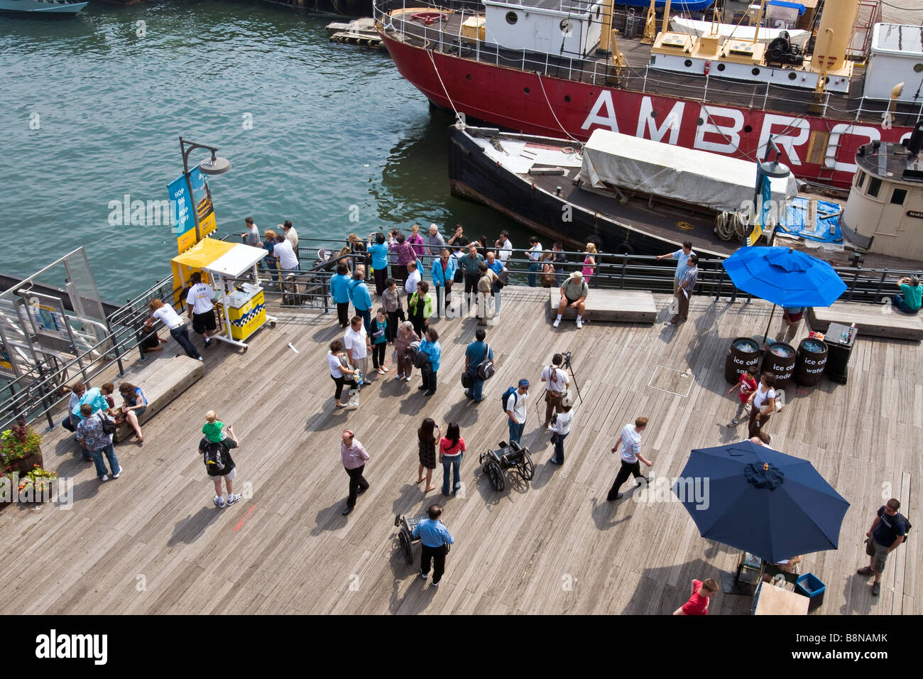 Tourists at South Street Seaport Stock Photo