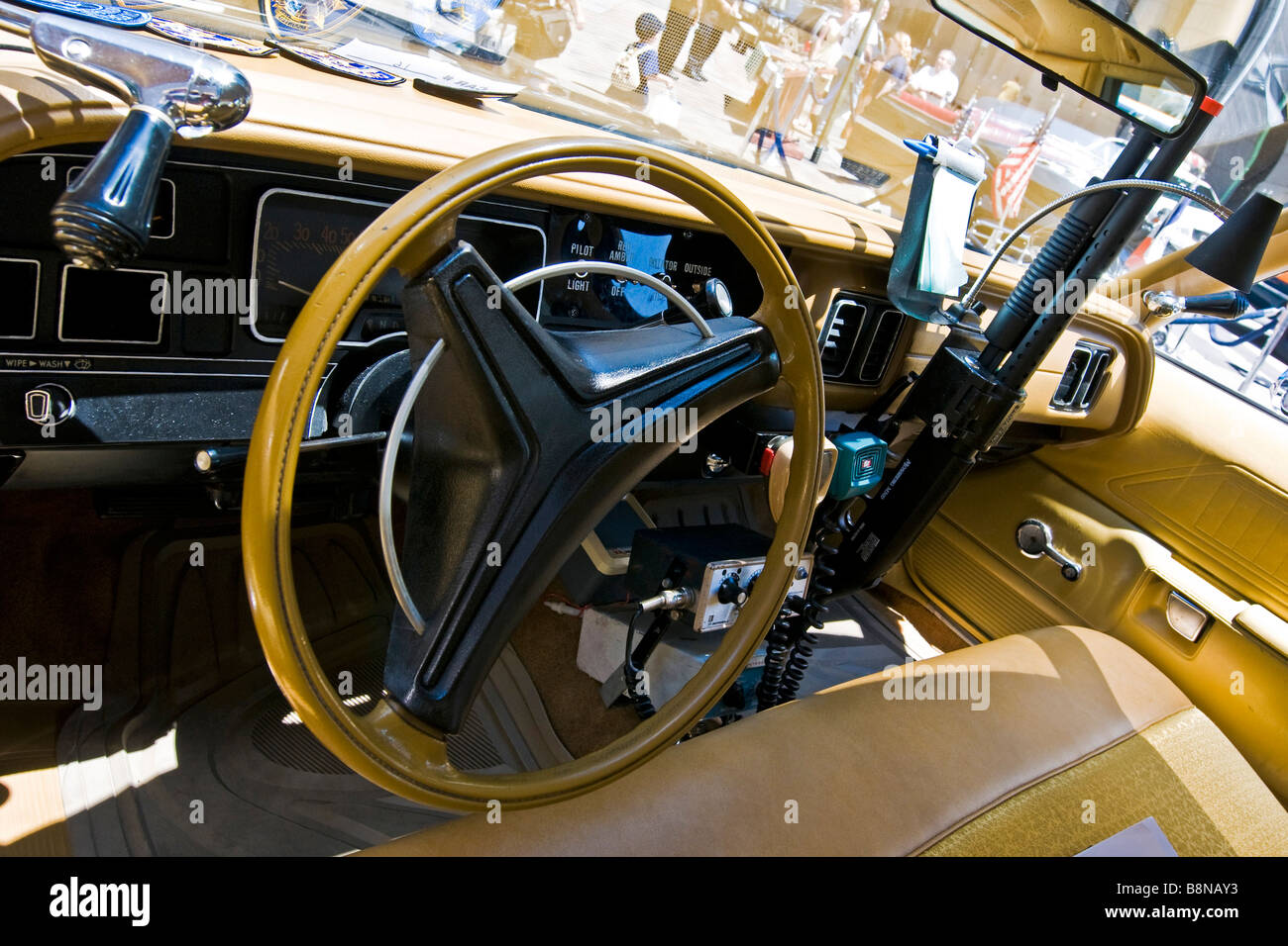 Interior of a California Highway patrol vehicle at The New York city police museum Stock Photo