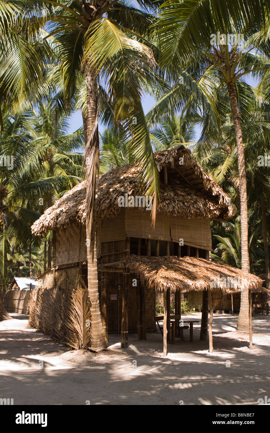 India Andaman and Nicobar Havelock island Emerald Gecko 2 storey bamboo wooden accommodation Stock Photo
