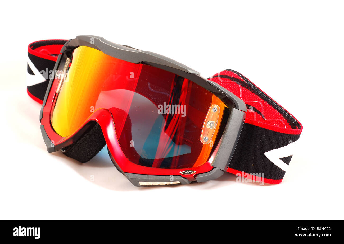 Professional motocross safety goggles Stock Photo