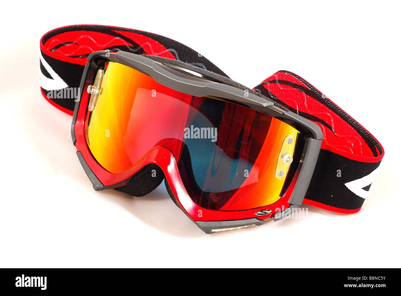 Professional motocross safety goggles Stock Photo