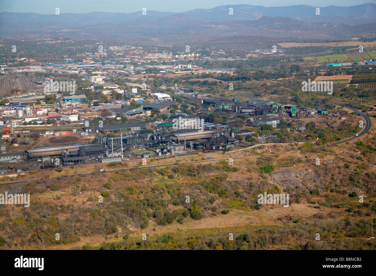 Aerial view of an industrial area on the outskirts of Nelspruit Stock Photo