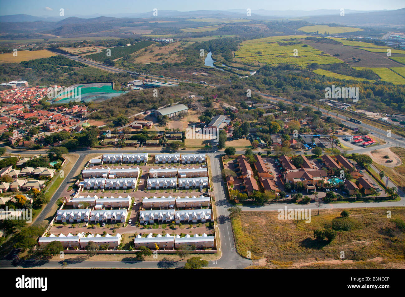 An aerial view of residential suburbs in Nelspruit Stock Photo