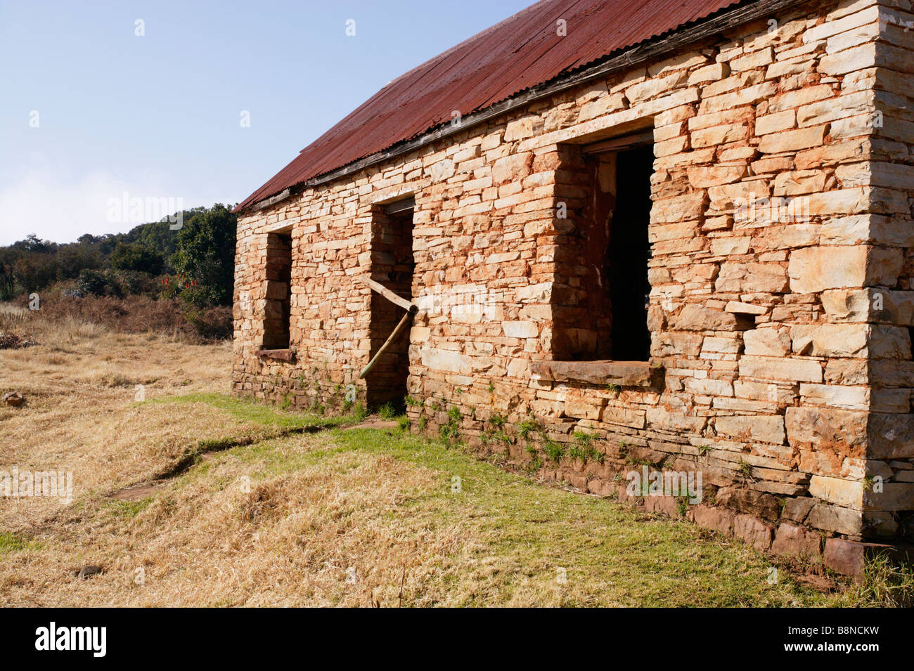 Old dry wall stone building, which once served as the Commissioner's House, Kaapsehoop, Mpumalanga Stock Photo