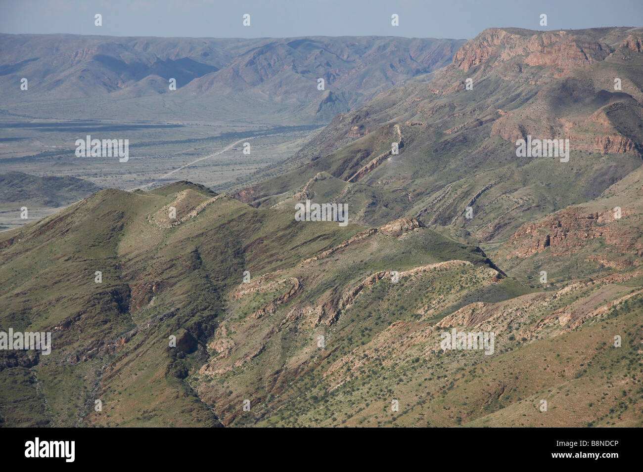 A scenic view of the mountains and valleys of the Naukluft Stock Photo