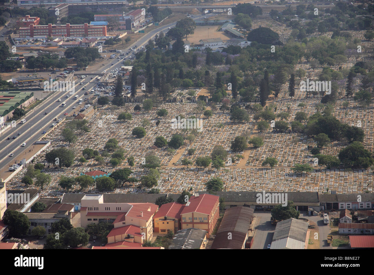 Aerial view of a large cemetery Stock Photo