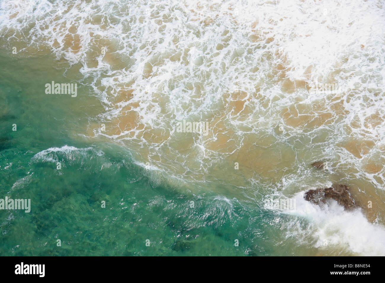 Aerial view of breakers on the coast line Stock Photo
