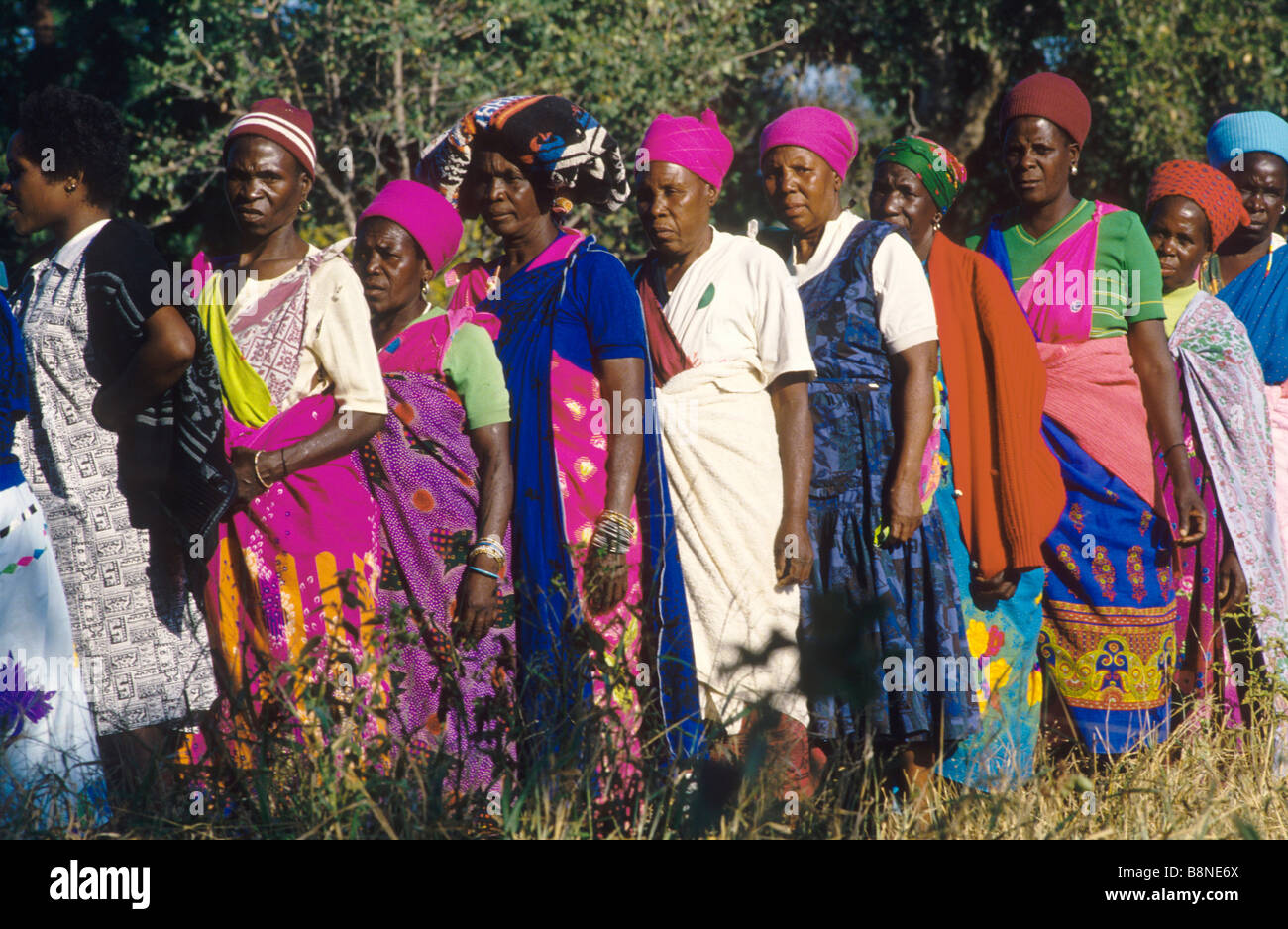 Gazankulu people queuing at the polling booths while waiting to vote in the first free elections in South Africa in 1994 Stock Photo