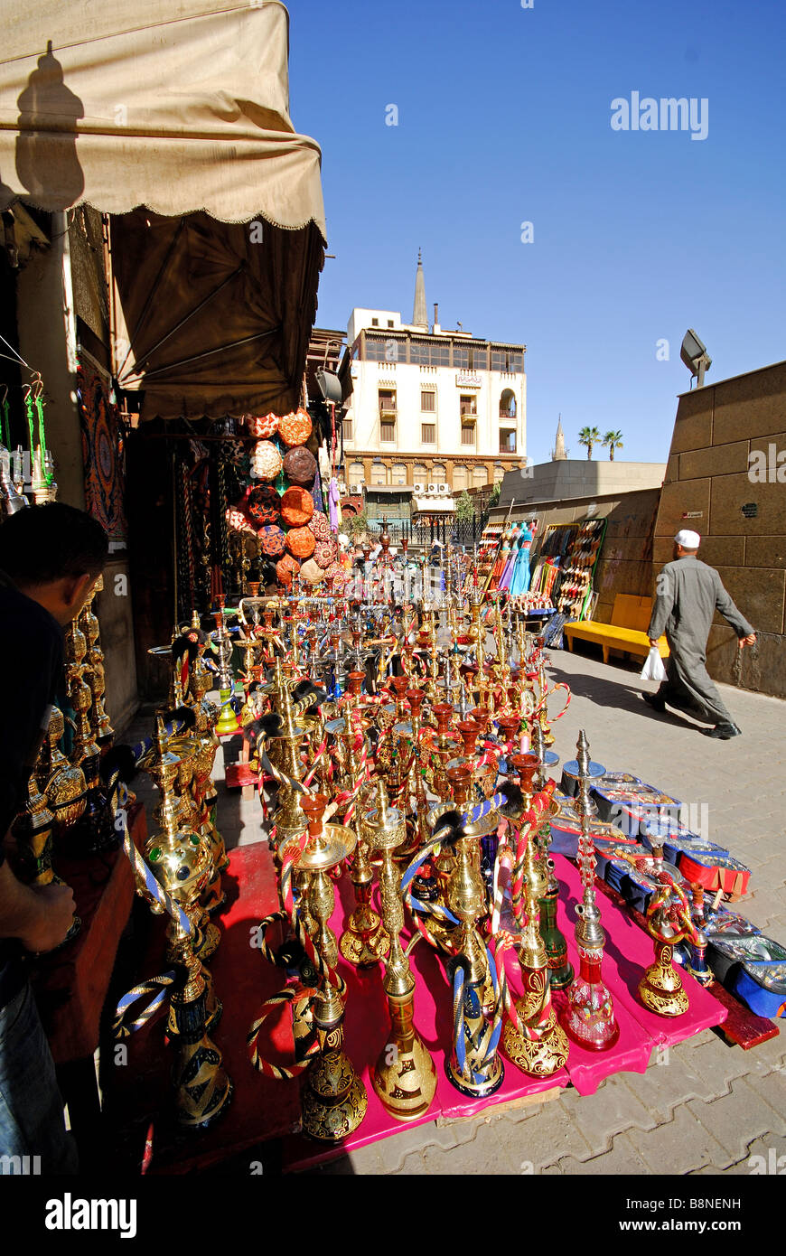 CAIRO, EGYPT. A sheesha shop in the Khan el-Khalili Bazaar in Islamic Cairo. 2009. Stock Photo