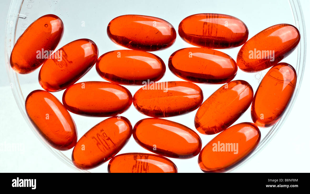 Over the counter liquid filled cold medicine gel capsules Stock Photo