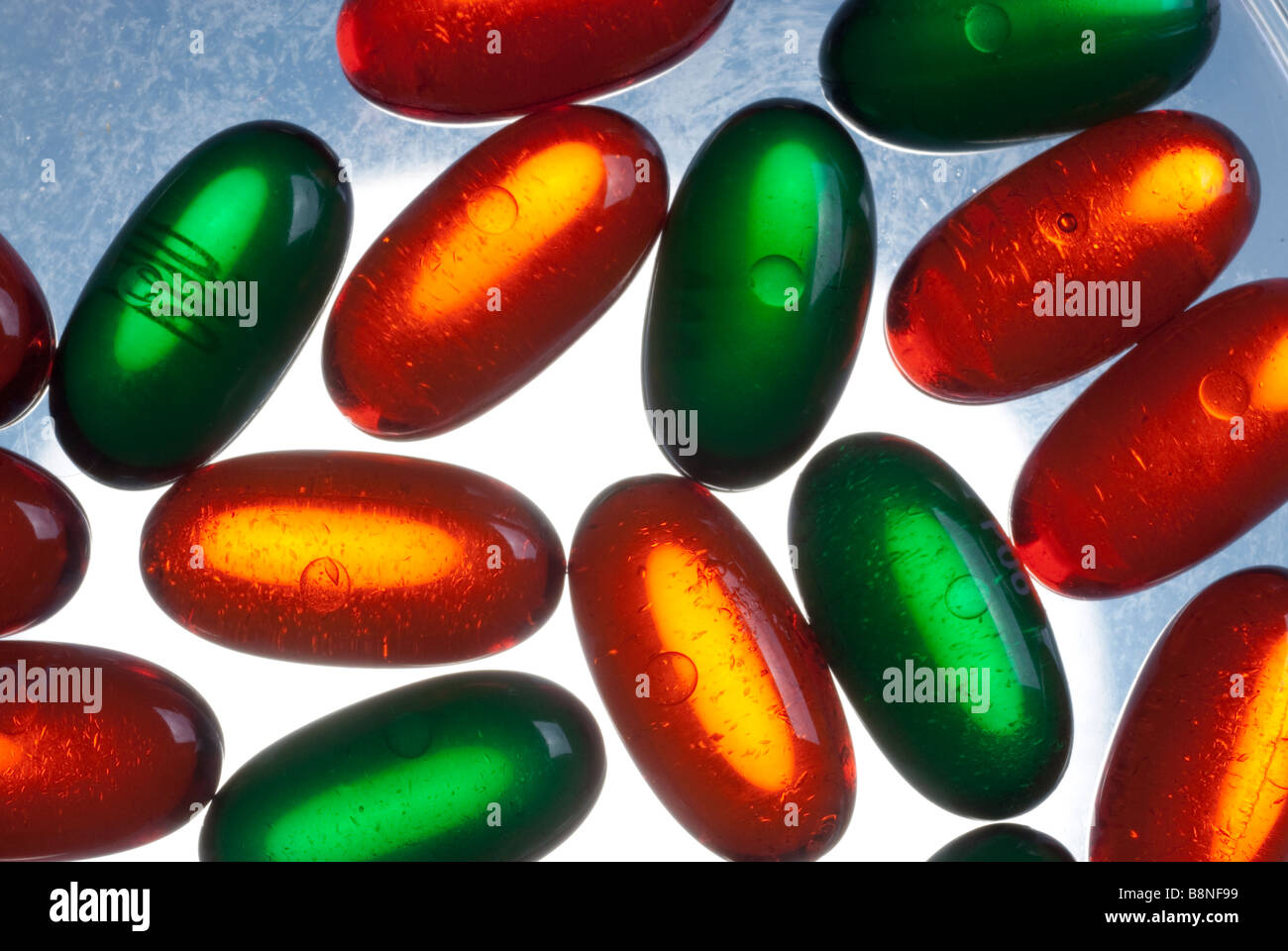 Over the counter liquid filled cold medicine gel capsules Stock Photo