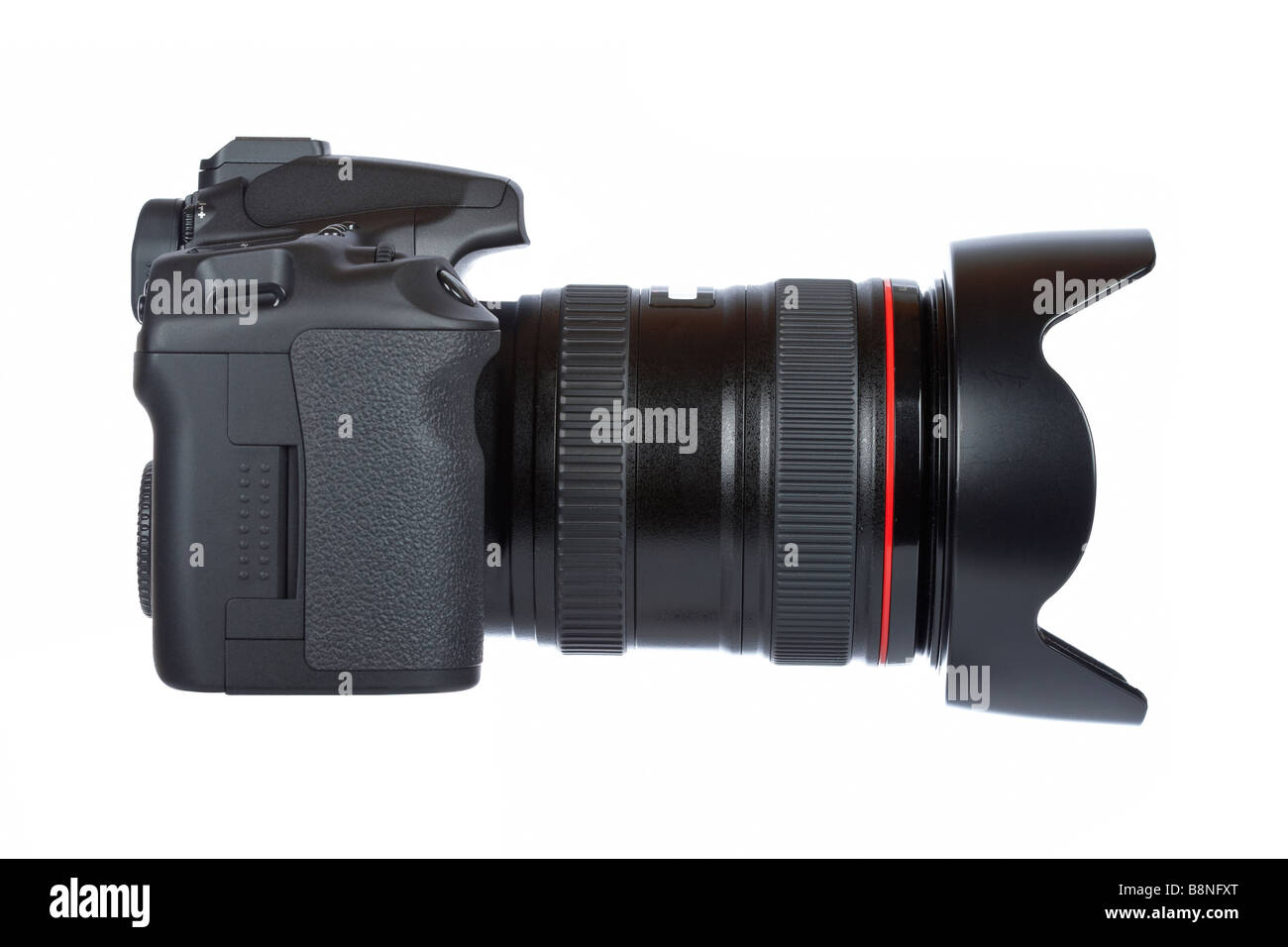 Digital slr camera with zoom isolated on white background Stock Photo Alamy