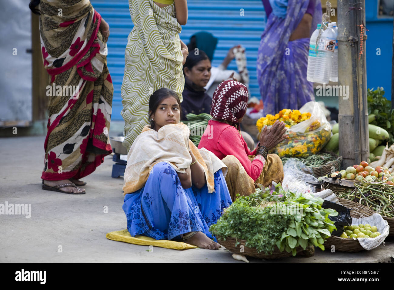 Indian women selling goods Stock Photo