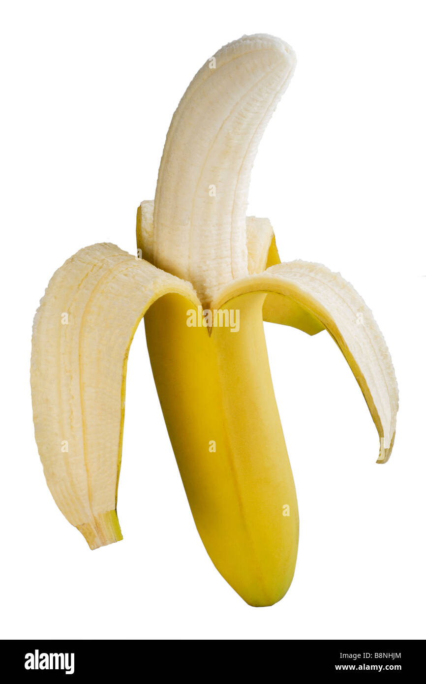 Half peeled banana Stock Photo