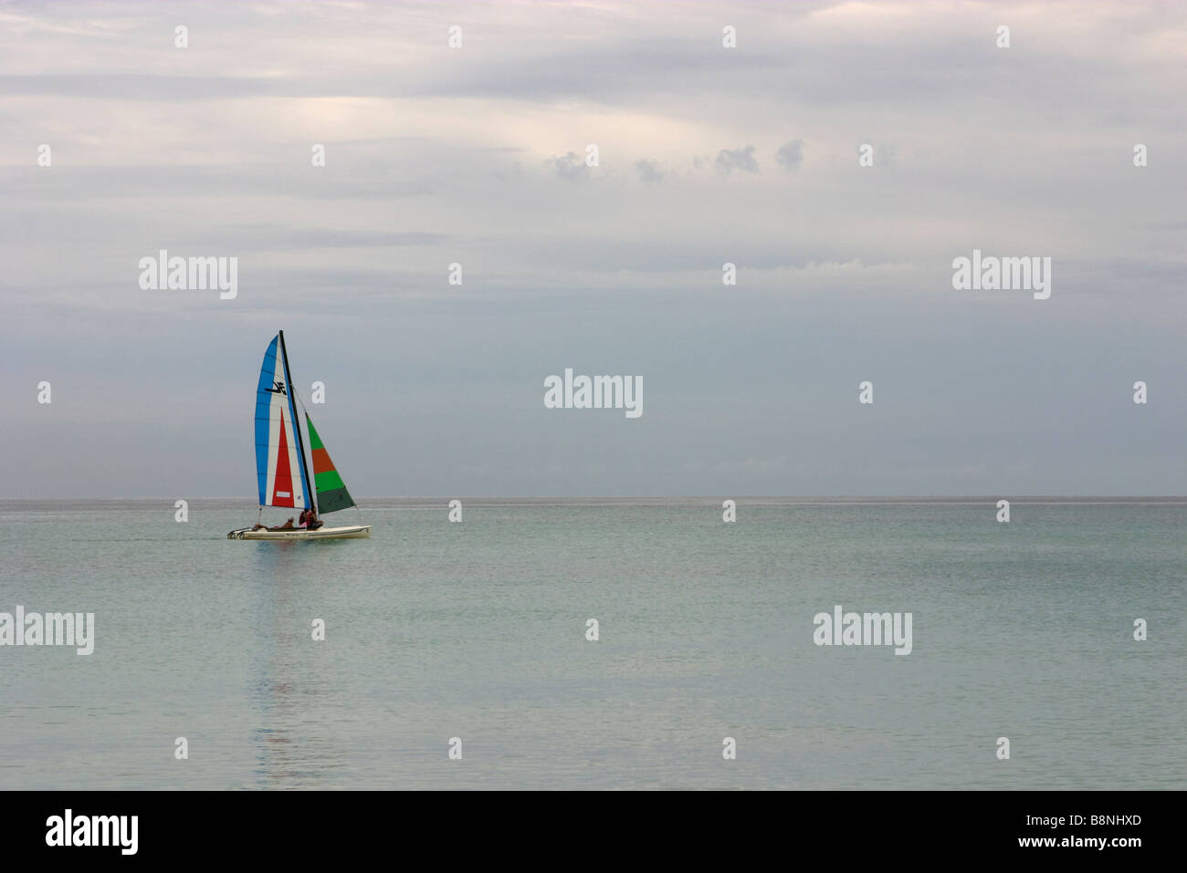 Single sailing pleasure yacht, caribbean sea, cuba Stock Photo