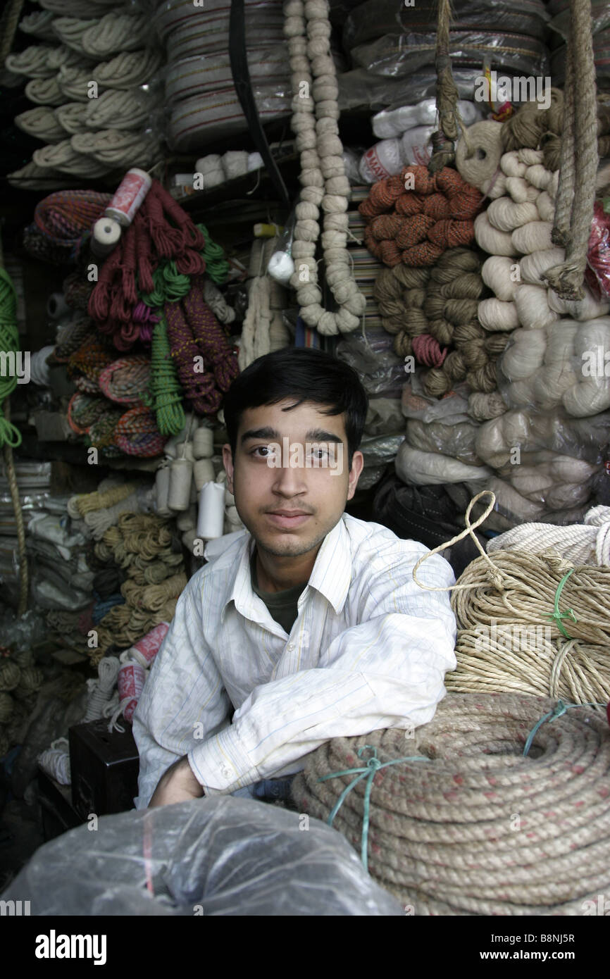 Indian rope and yarn salesman Stock Photo Alamy