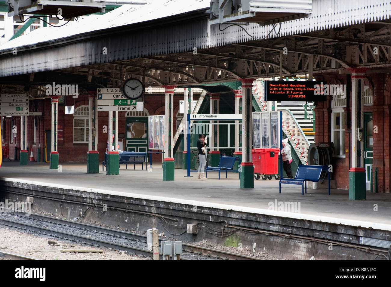 Railway platform at Nottingham Station,England,'Great Britain' Stock Photo