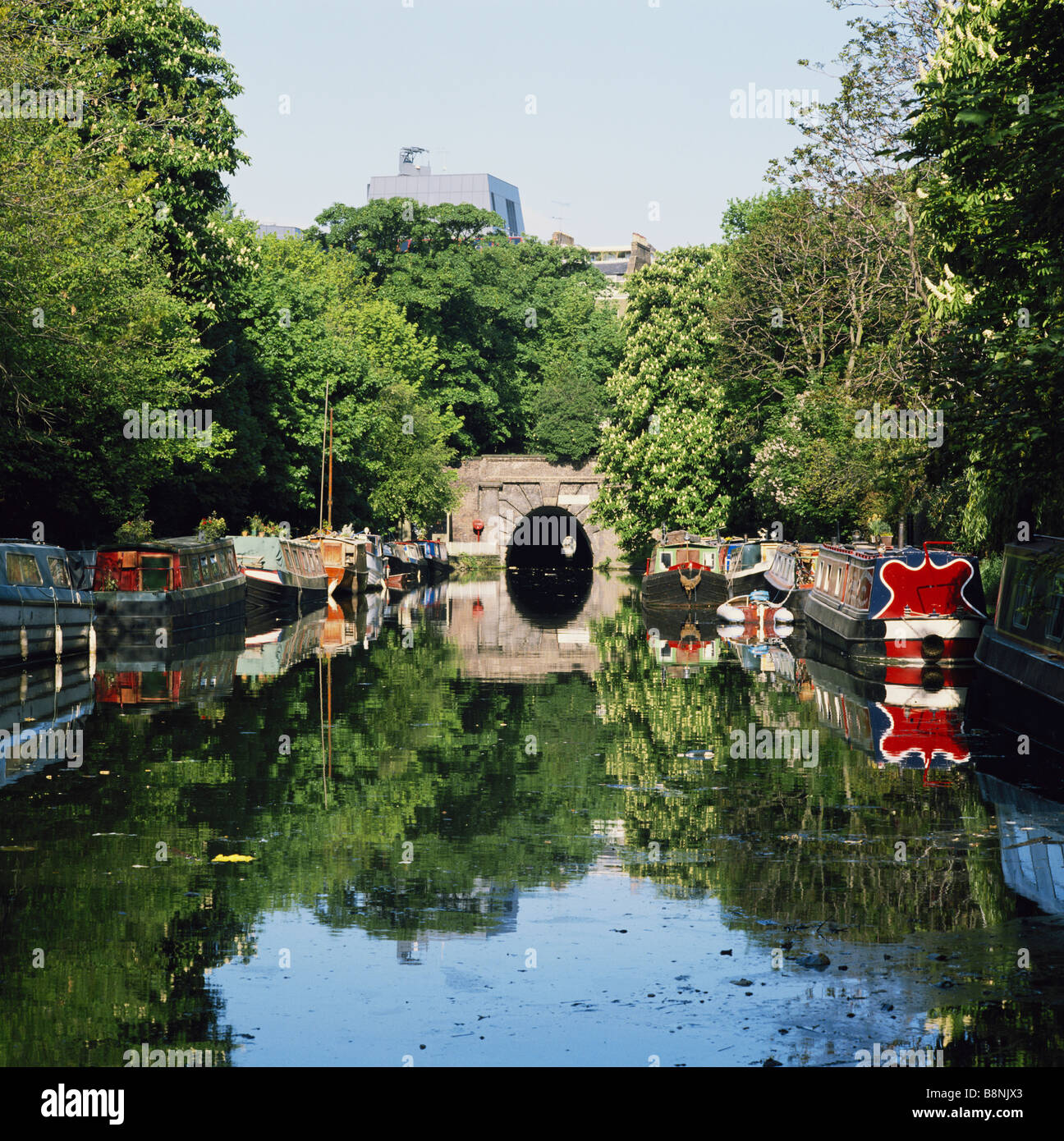 Houseboats on the regents canal in islington london england uk gb