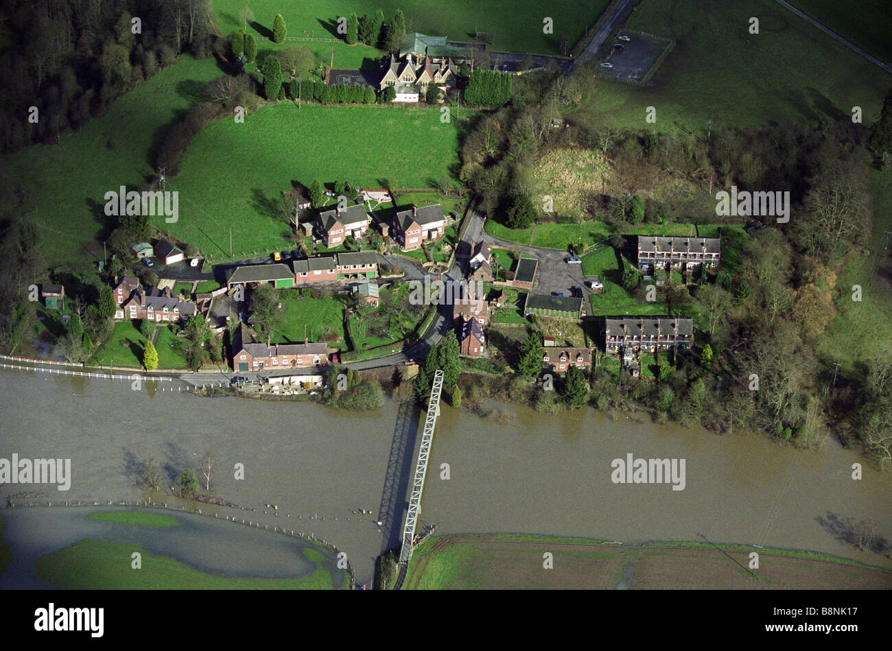 River Severn in flood at Arley Bewdley Worcestershire England Uk Stock Photo