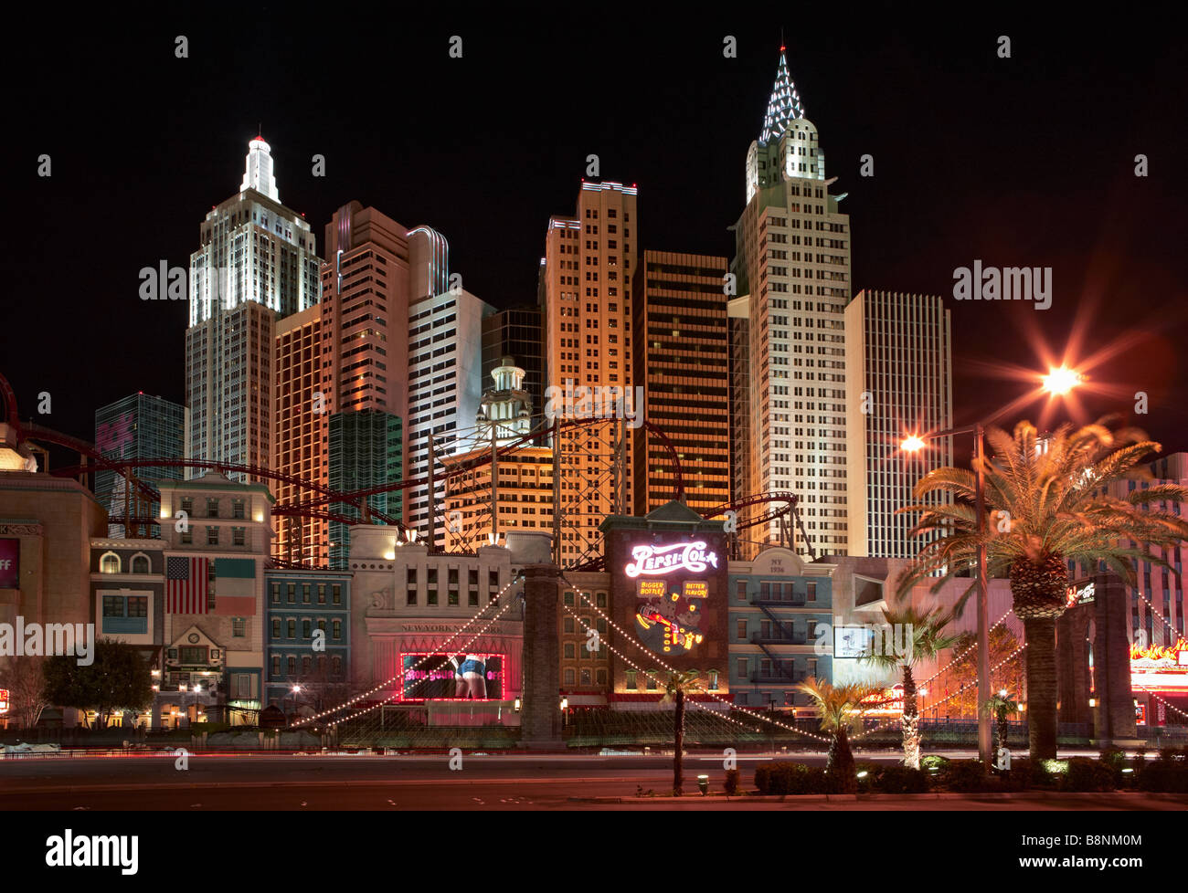 New York Hotel and Casino - The Strip - Night Scene - Las Vegas Stock Photo