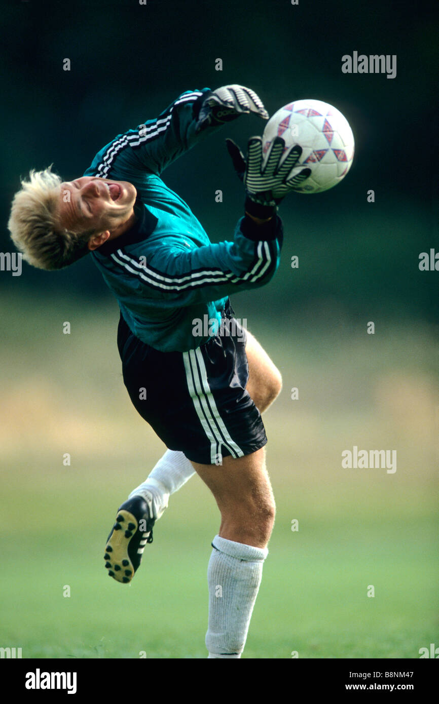 Soccer goalie in action Stock Photo Alamy