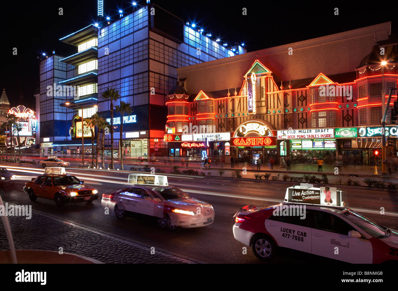 O'sheas casino - The Strip - Night Scene - Las Vegas Stock Photo