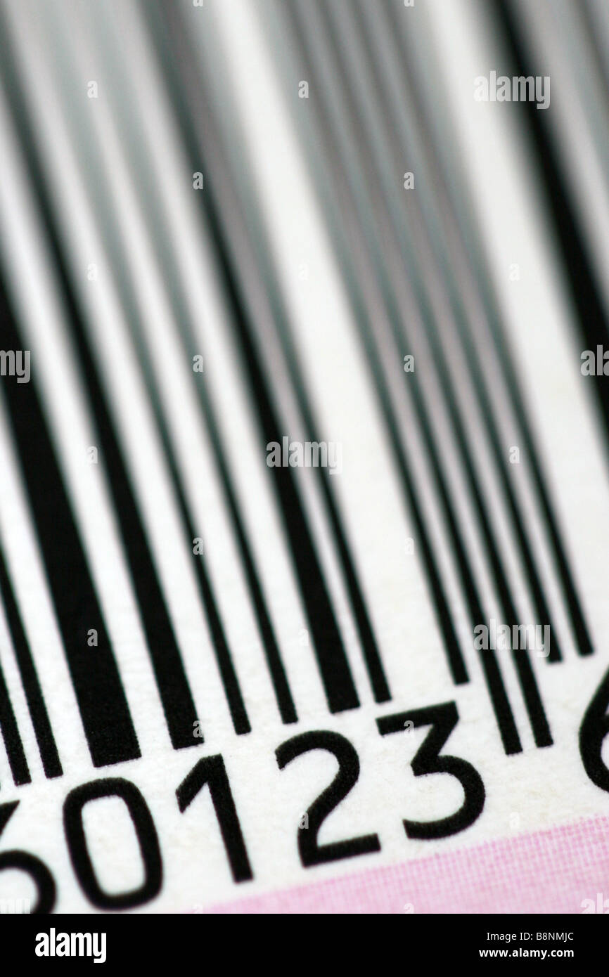 Product barcode containing numbers 123 Stock Photo