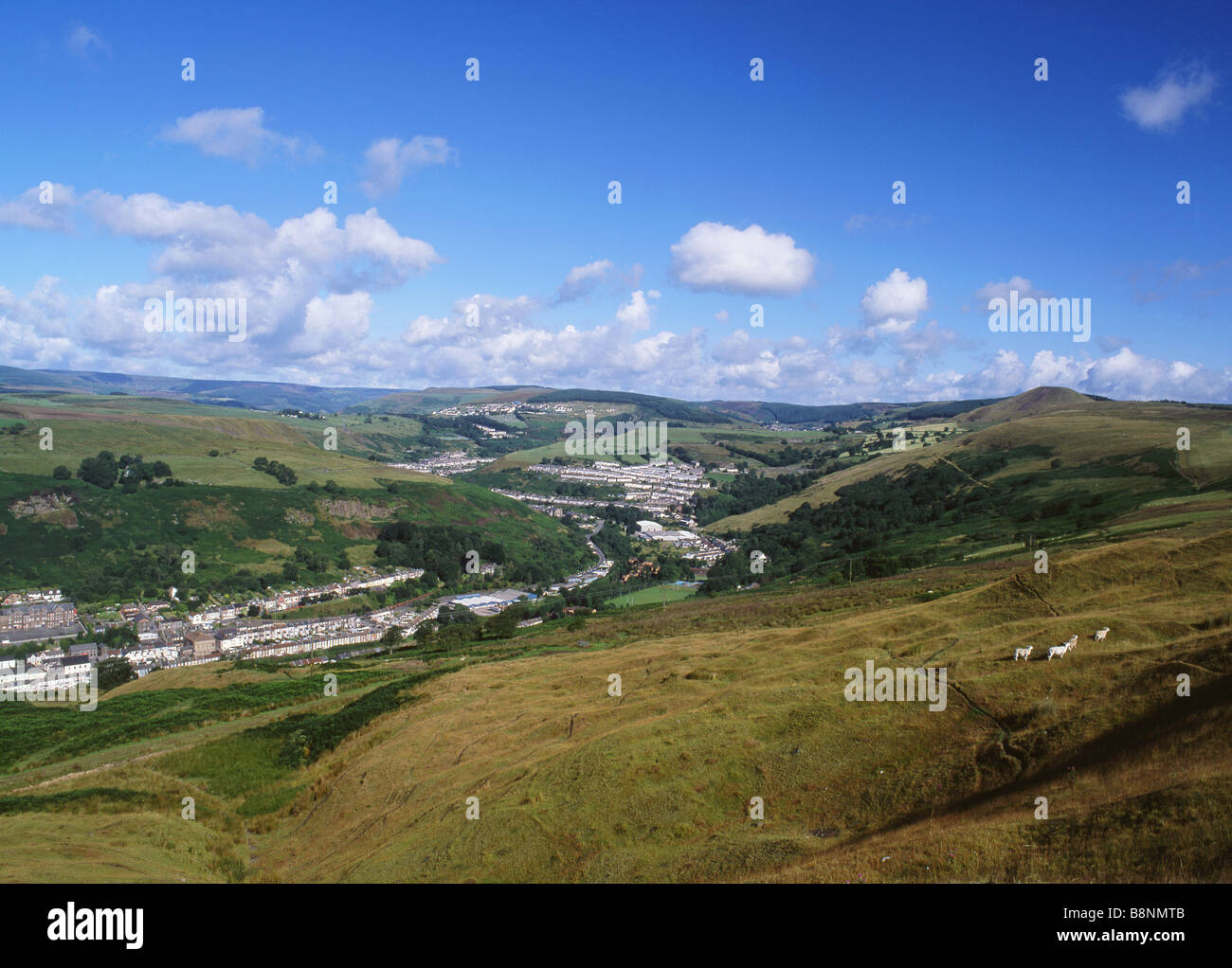 Rhondda Fach Valley View over Ynyshir and Wattstown Typical rows of
