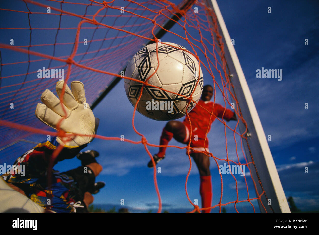 Soccer goalie in action Stock Photo Alamy
